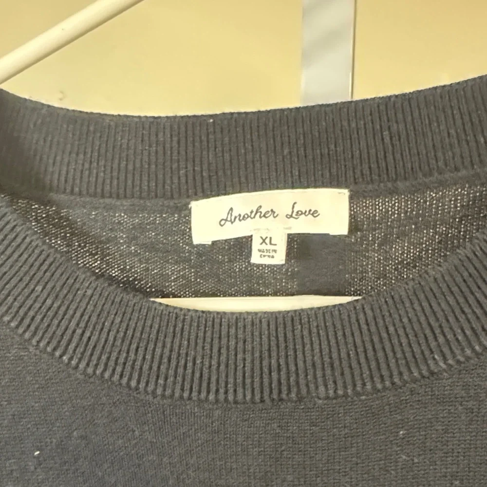 Another Love Short Sleeve Black Cotton Blend Knit Blouse XL